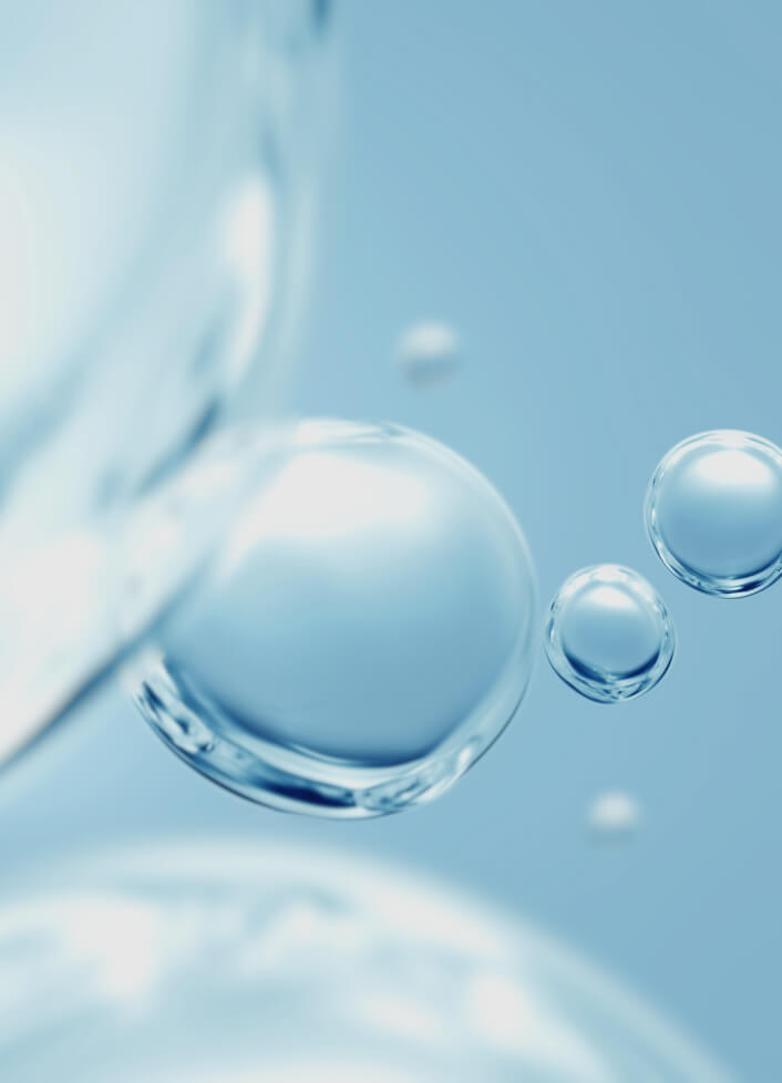 Bubbles floating against a blue background.