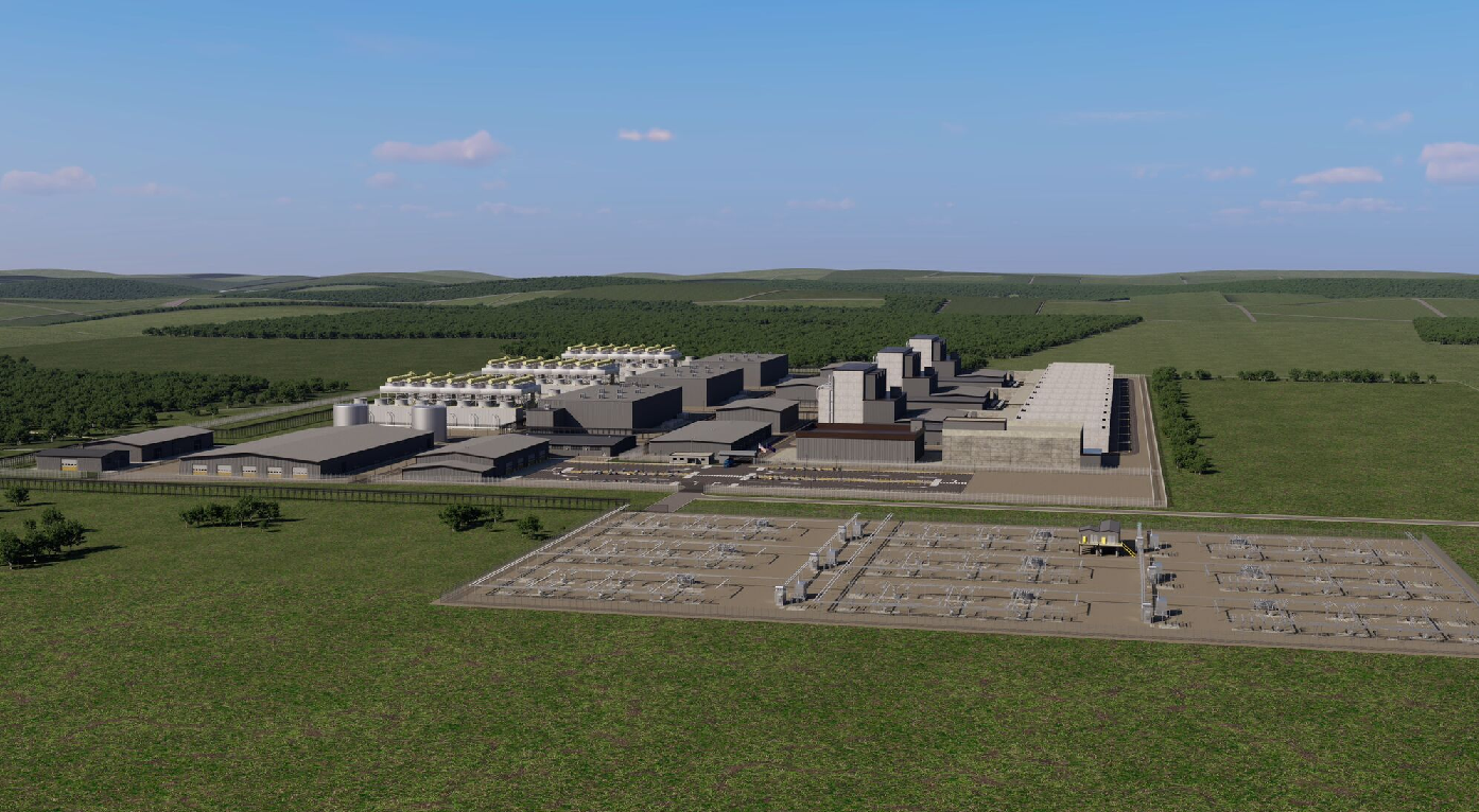 A wide view rendering of a power plant. 