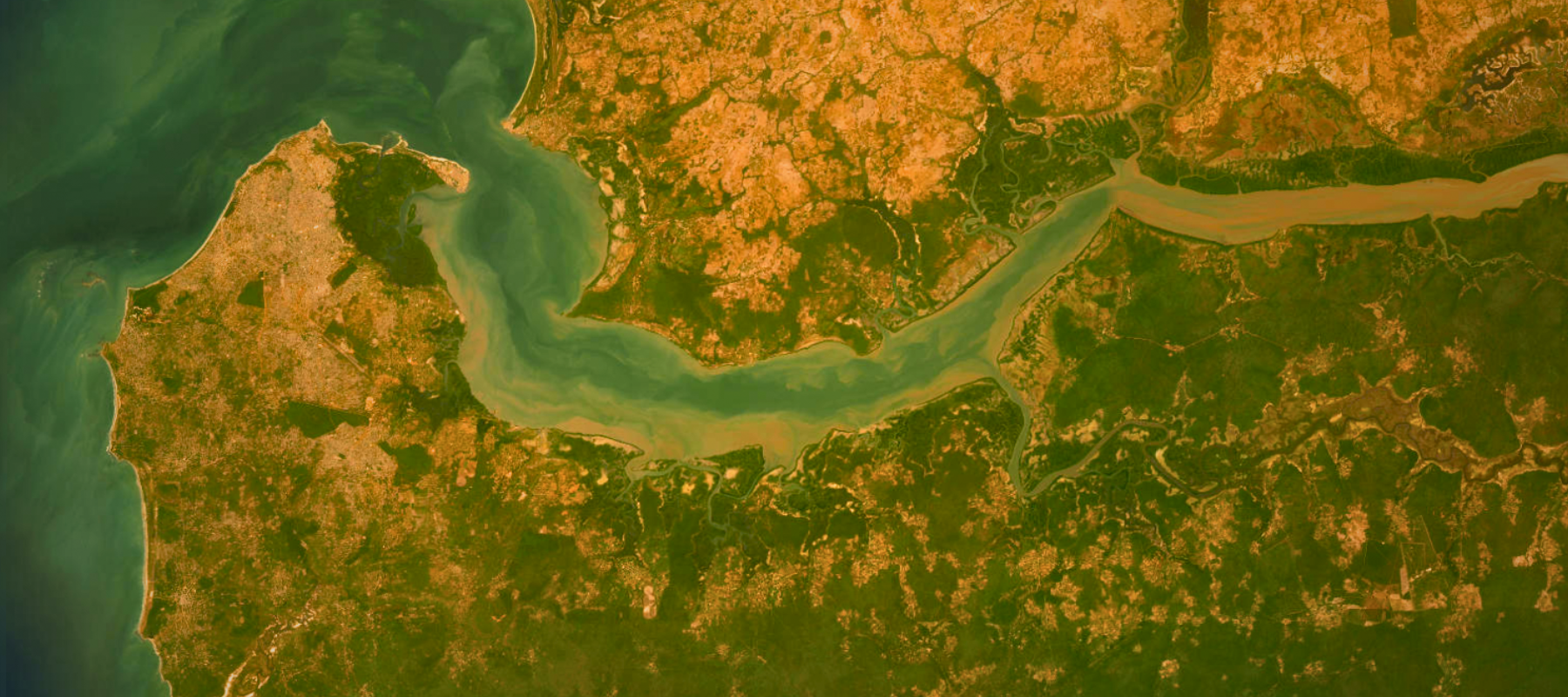 A map of a river mouth in Senegal. 