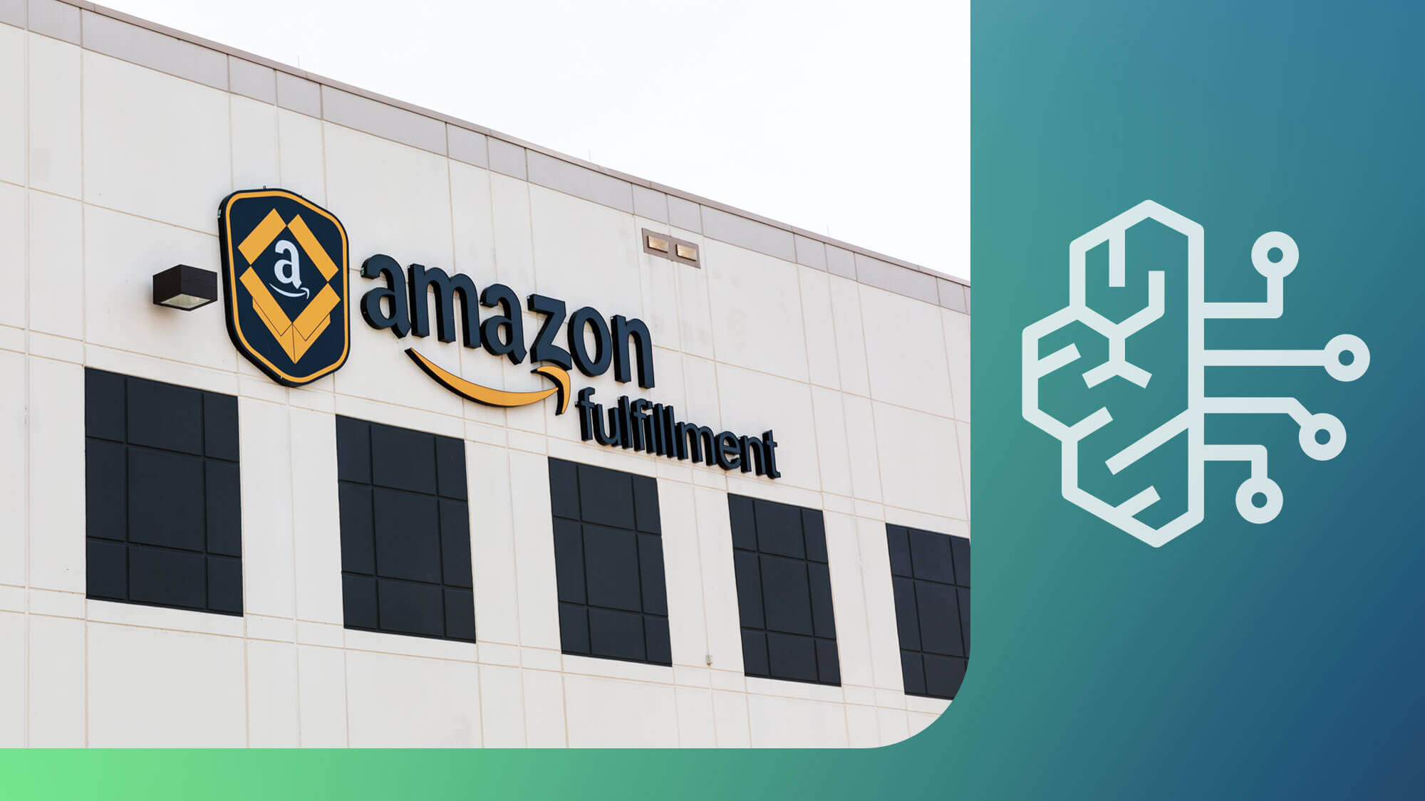 The exterior of an Amazon fulfillment center building. 