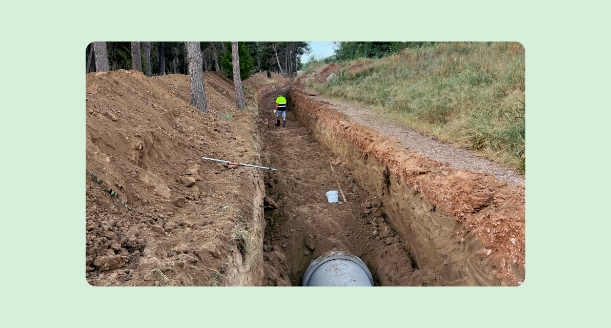 A pipe underground. 
